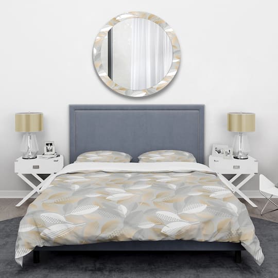 Designart 'Luxury geometric fall leaves pattern' Mid-Century Duvet Cover Set